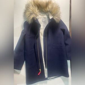 JCrew Girls Outerwear, Faux-Fur Collar Coat Size 8